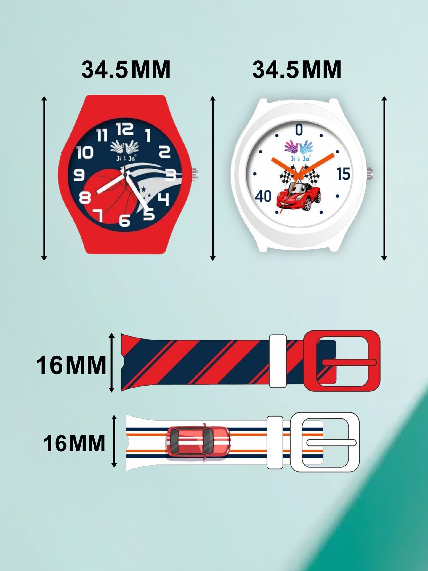 Kids’ Combo Pack Analog Watches – Basketball Theme & Racing Car Design - JJ113119