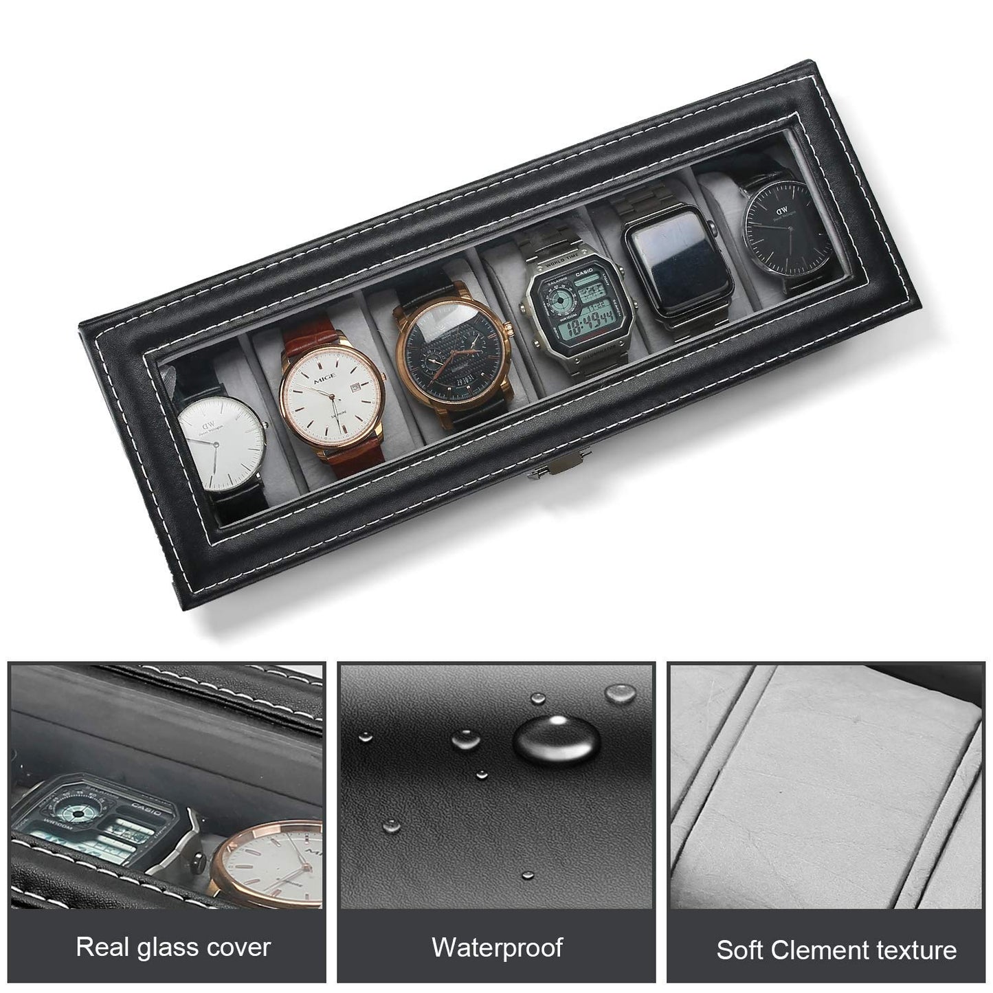 Wrist Watch Organizer Case In 6 Slots for  Men and Women