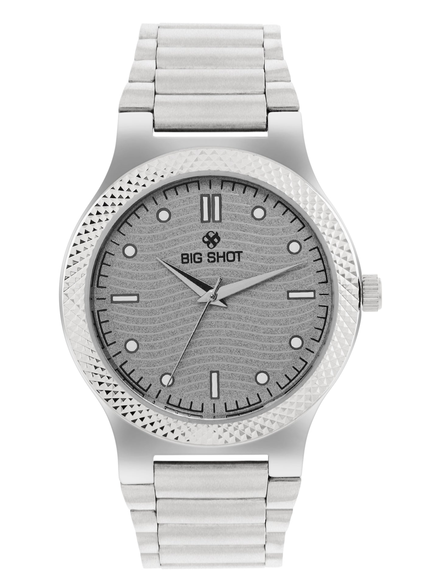 Men’s Grey Textured Dial with Silver Stainless Steel Strap Analog Watch - BSM007A