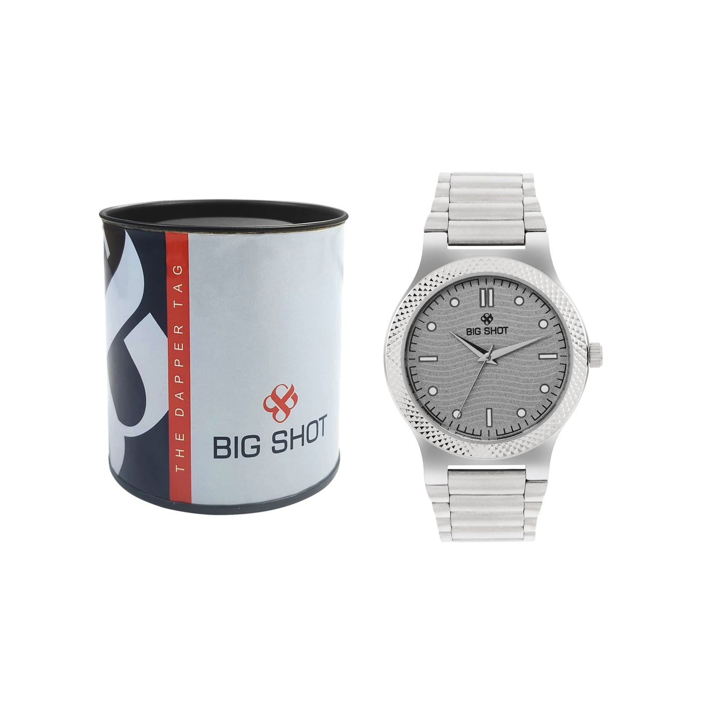 Men’s Grey Textured Dial with Silver Stainless Steel Strap Analog Watch - BSM007A