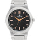 Men’s Black Textured Dial Analog Watch with Silver Stainless Steel Strap - BSM007B
