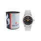 Men’s Black Textured Dial Analog Watch with Silver Stainless Steel Strap - BSM007B