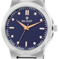 Men’s Blue Dial Analog Watch with Silver Stainless Steel Strap - BSM007D