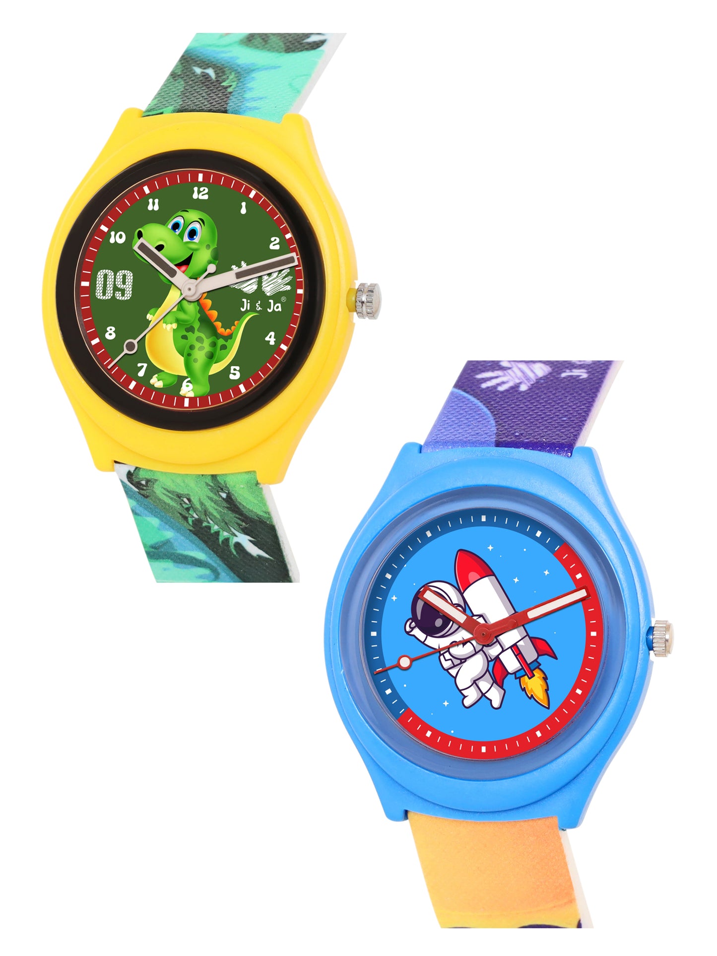 Kids’ Combo Pack Analog Watches – Astronaut Rocket Theme & Dinosaur Design - JJ115120