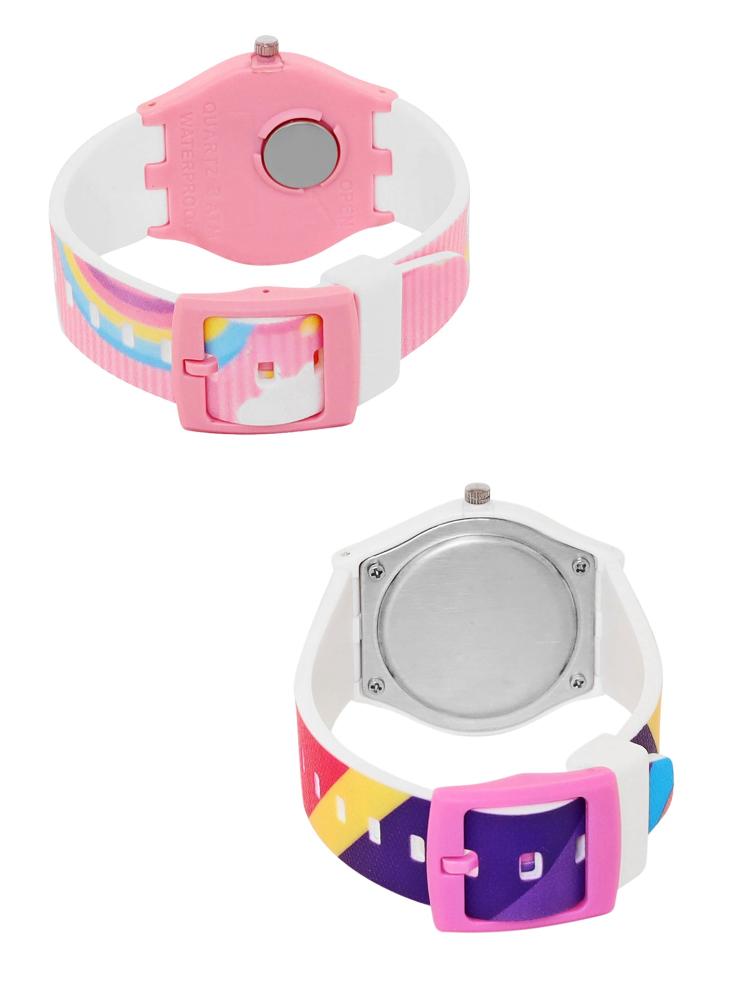 Kids’ Combo Pack Analog Watches – Unicorn Cartoon Theme & Color-Block Dial Design - JJ117106