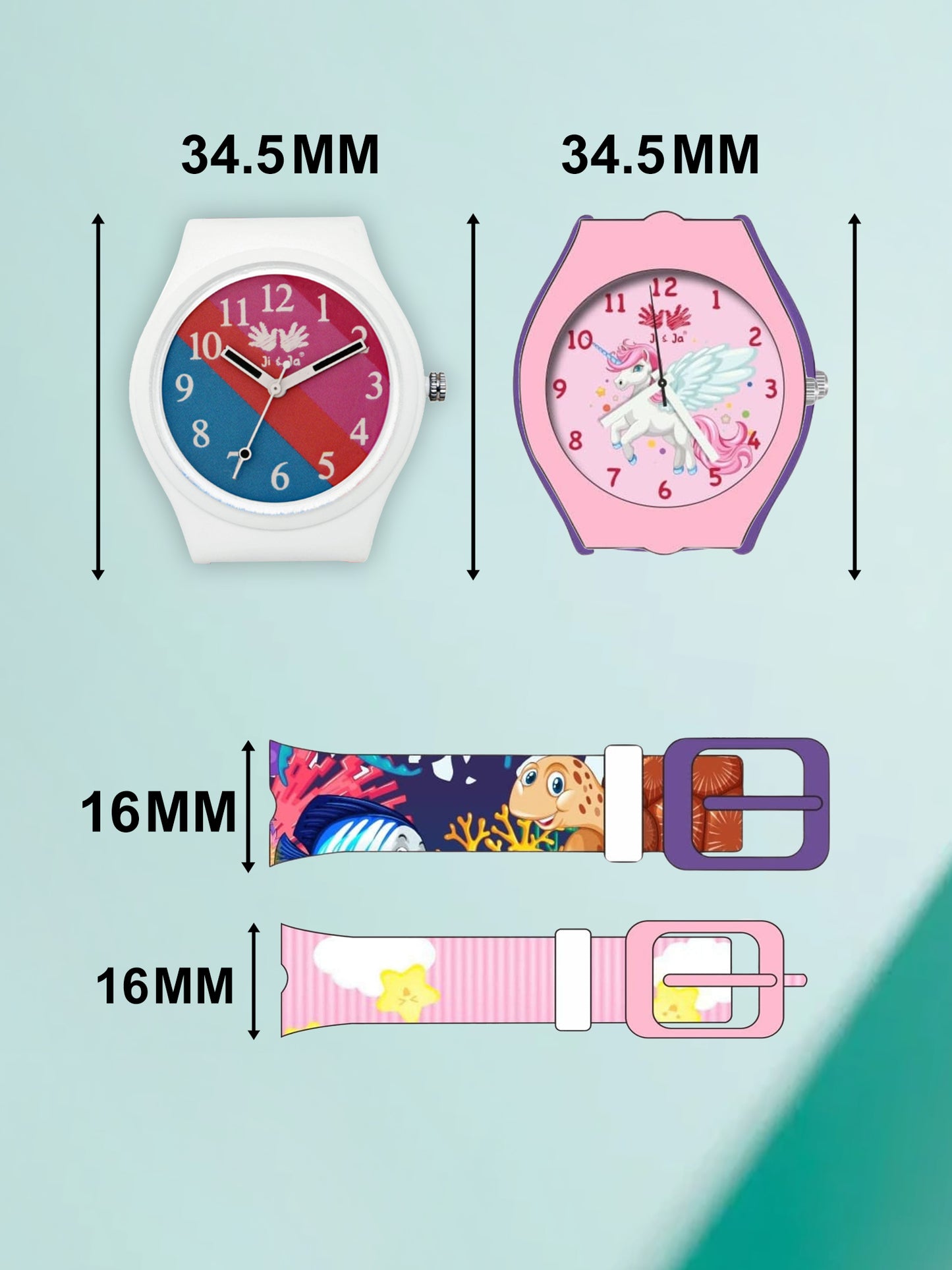 Kids’ Combo Pack Analog Watches – Unicorn Cartoon Theme & Color-Block Dial Design - JJ117106