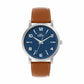 Sleek Silver Analog Brown Leather Strap Watch for Men ELFM003A