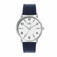 Sleek Silver Analog Blue Leather Strap Watch for Men ELFM003C