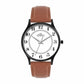 Slim Black Analog Brown Leather Strap Watch for Men ELFM004A