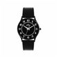 Slim All Black Analog Black Leather Strap Watch for Men ELFM004B