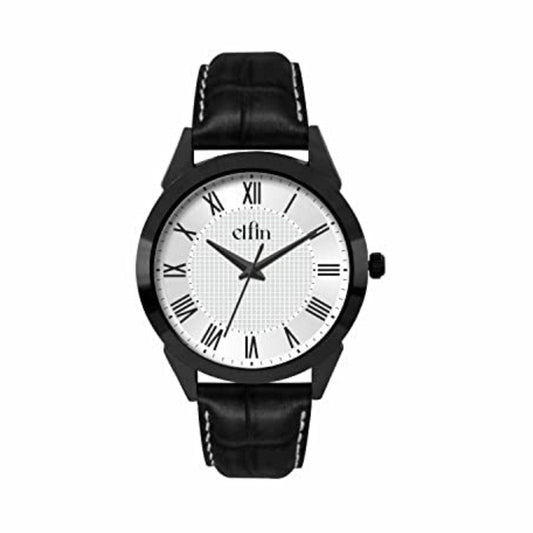 Black Analog Black Croco Leather Strap Watch for Men ELFM001C