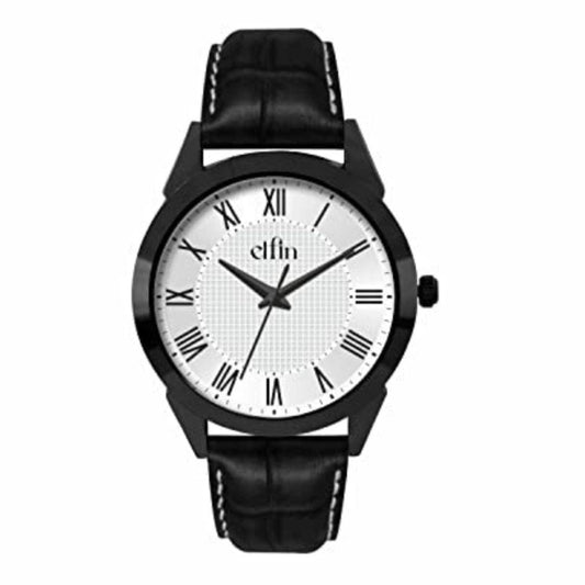 Black Analog Black Croco Leather Strap Watch for Men ELFM001C