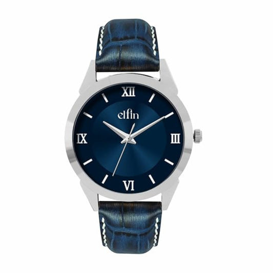 Blue Analog Blue Croco Leather Strap Watch for Men ELFM002A