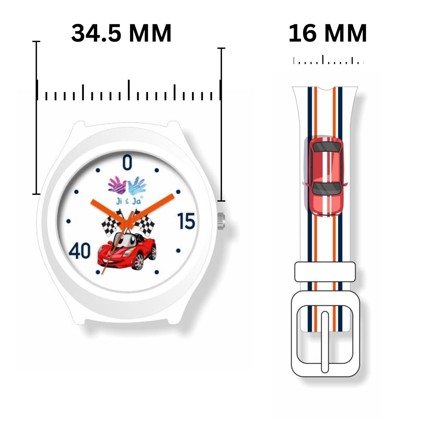 Kids Analog Watch Car Racing White Strap with White Dial And Smart Red Car