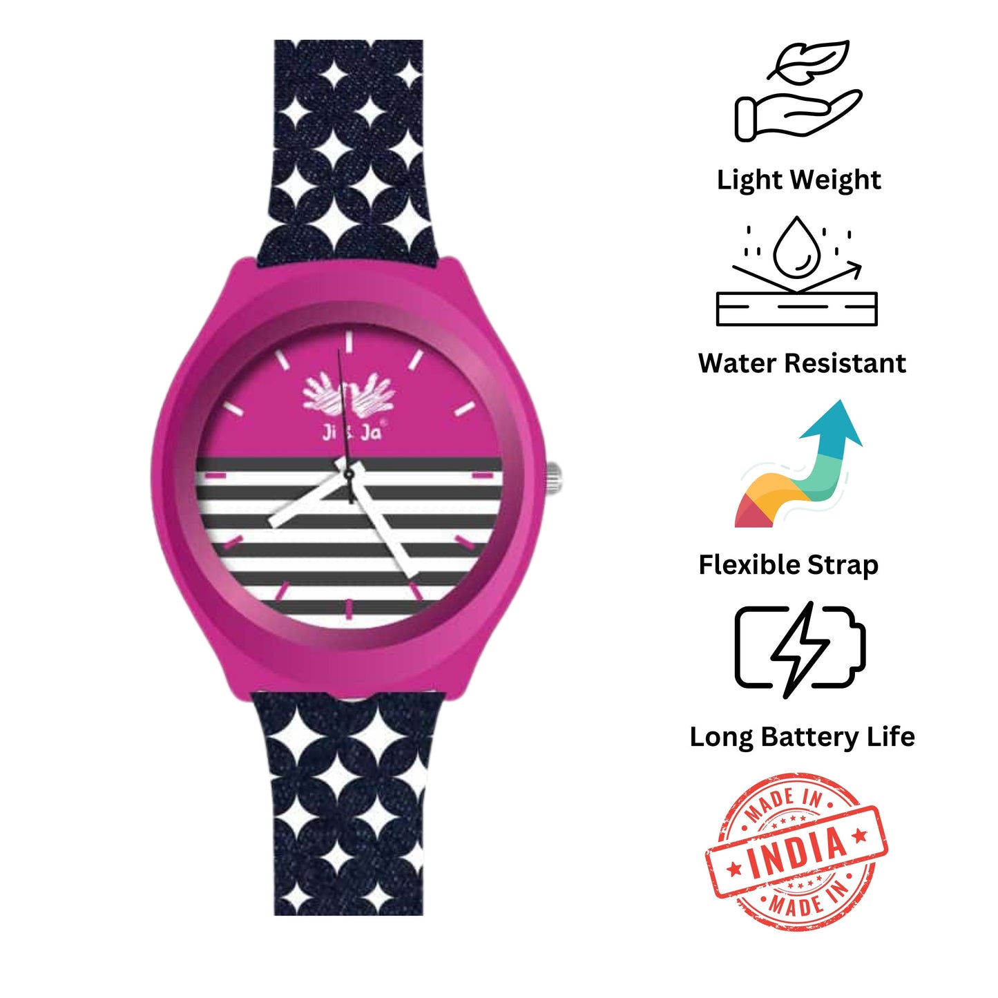 Kids Analog Watch Denim Blue Strap with Purple Dial, Water Proof for Daily Wear