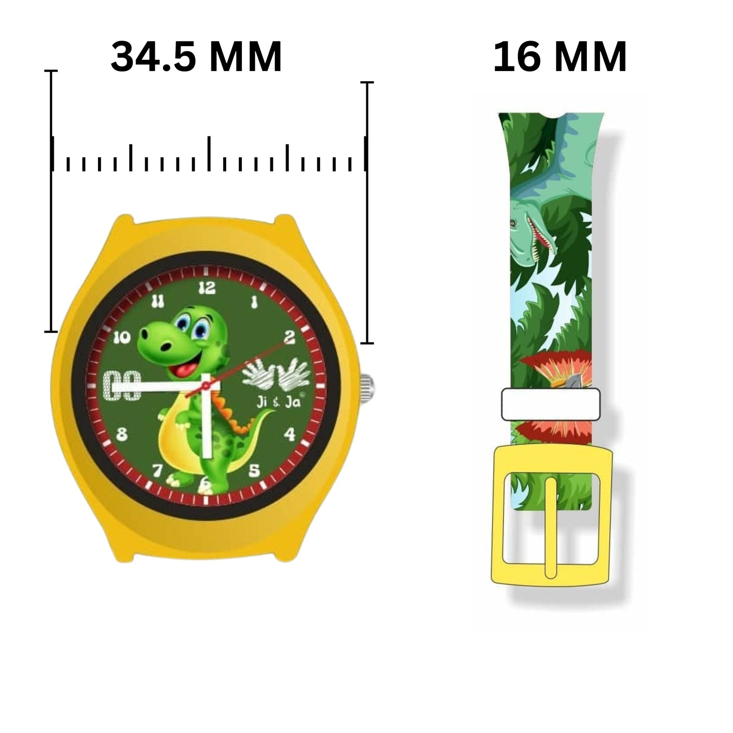 Kids Analog Watch Dino Jungle Print Strap with Green Dial & Dino Print