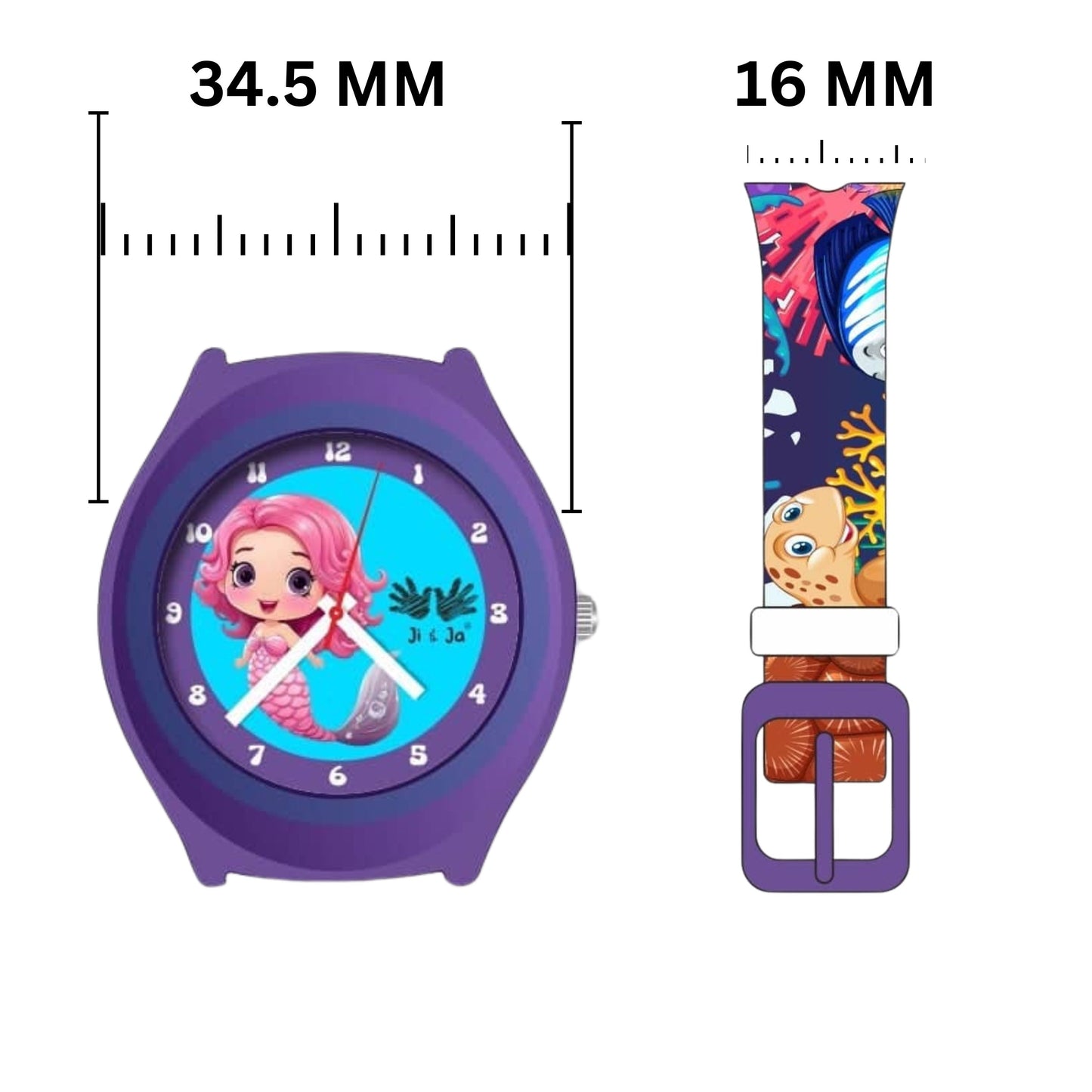 Kids Analog Watch Mermaid Ocean Print Strap with Blue Dial Mermaid