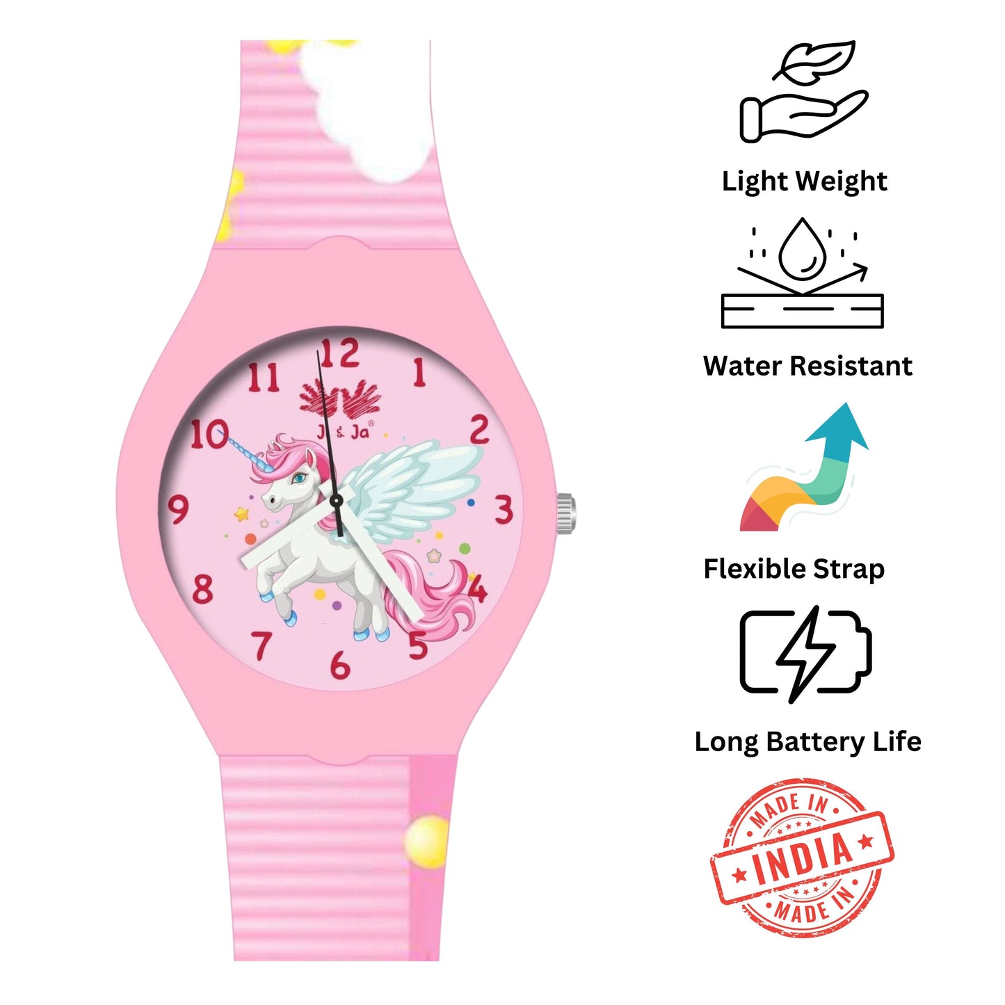 Kids Analog Watch Unicorn Pink Strap and Dial with Unicorn