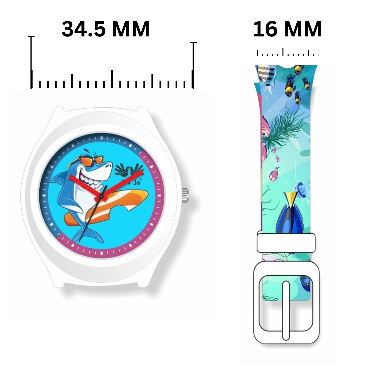 Kids Analog Watch Baby Shark Theme Ocean Print Strap Blue Dial with Baby Shark