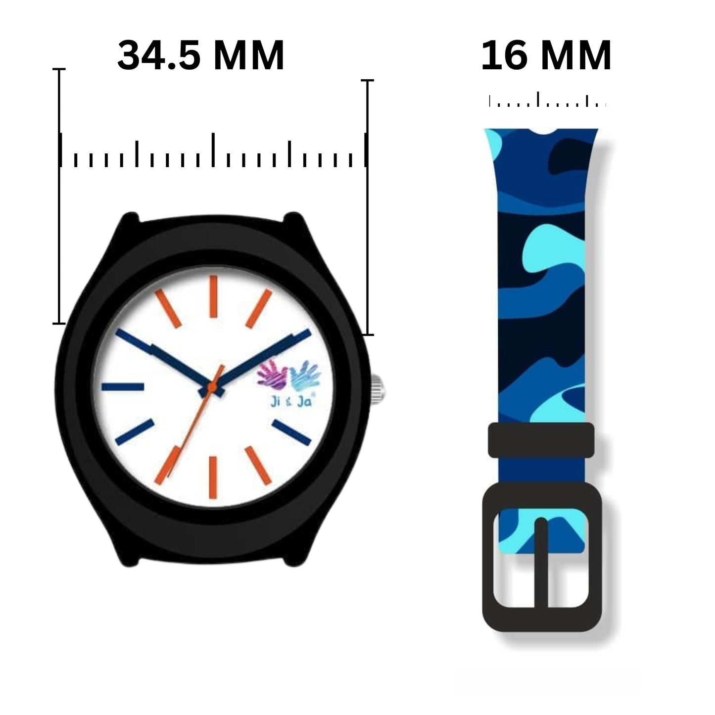Kids Analog Watch Camouflage Blue Patch Strap with White Dial